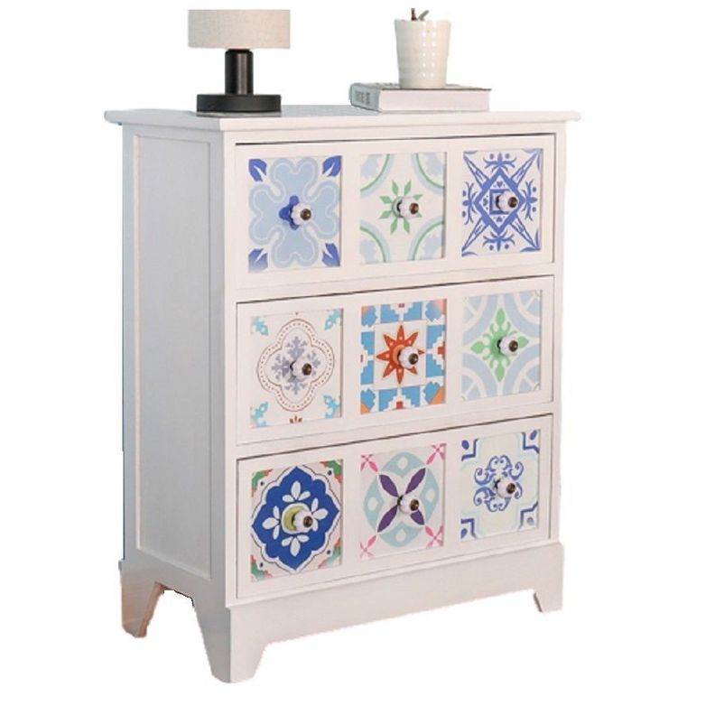 Cómoda / Cabinet Blanco Mandalas de 3 Cajones-0