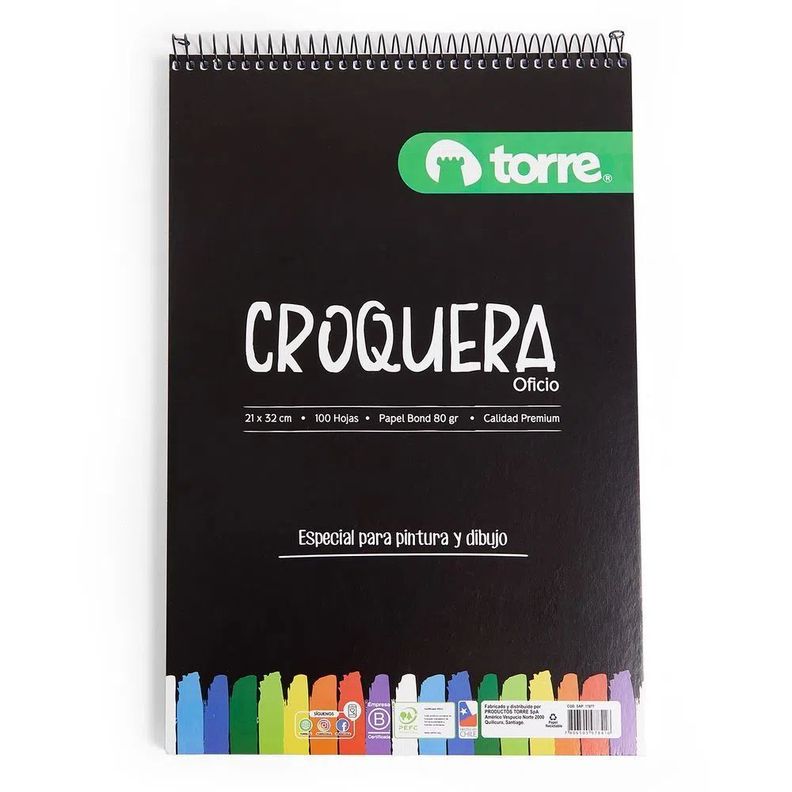 Croquera Torre oficio 100 Hojas 21x32 cm-0
