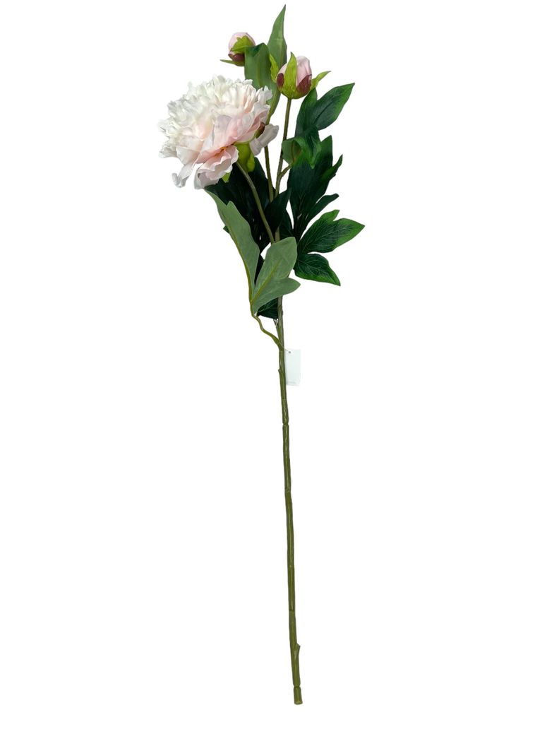 FLOR DECORATIVA COREL PEONIA CON BOTON ROSADA CLARA 84CM-2