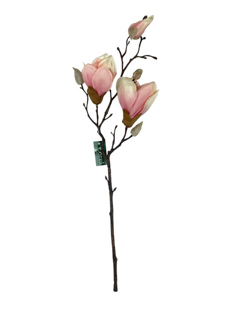 Magnolia Rosada 50cm Artificial | Estilo Natural para Interiores y Vitrinas Rosado
