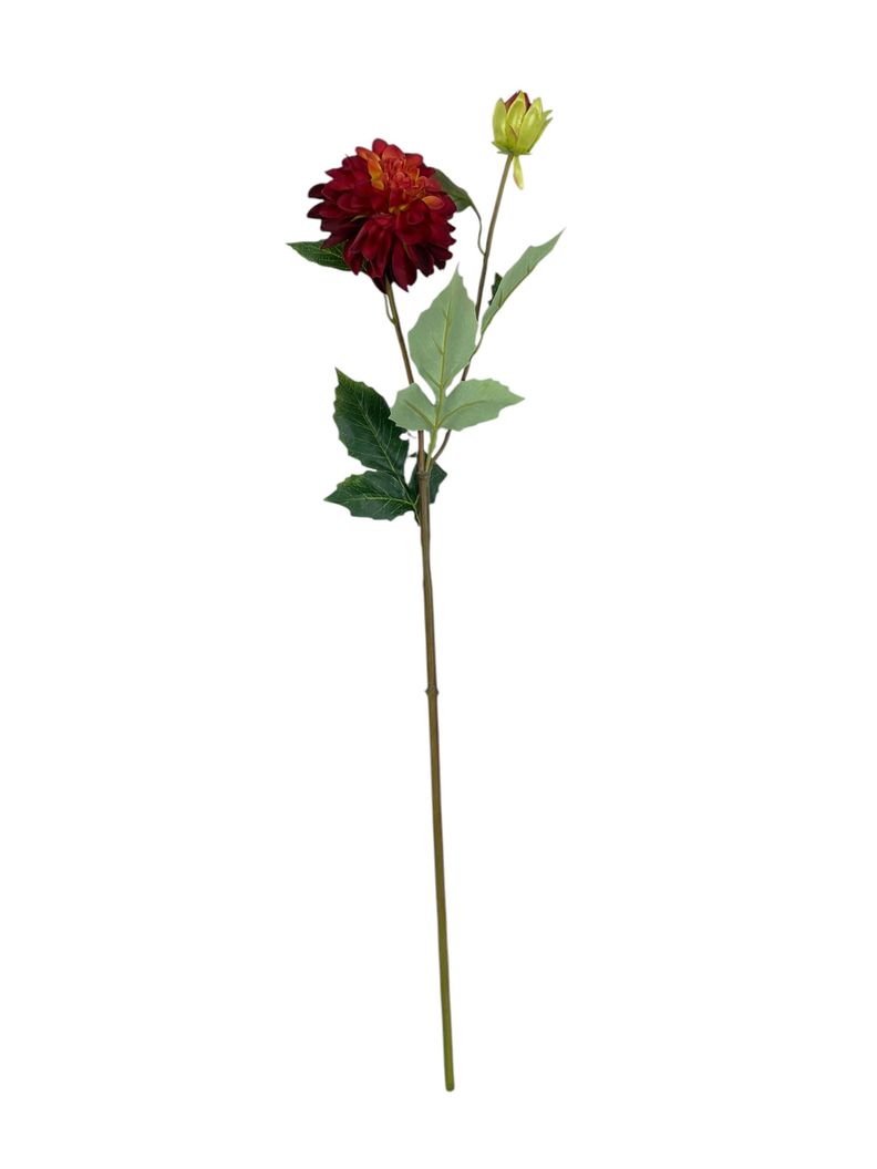Dahlia Roja de 68 cm Artificial | Estilo Natural para Interiores y Vitrinas Rojo