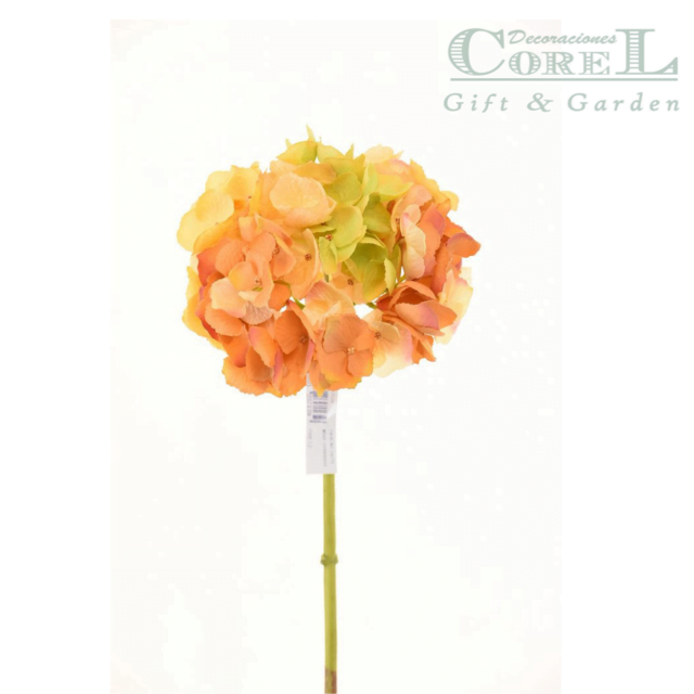 Hortensia Naranja Clara 50cm Artificial | Estilo Natural para Interiores y Vitrinas Naranjo