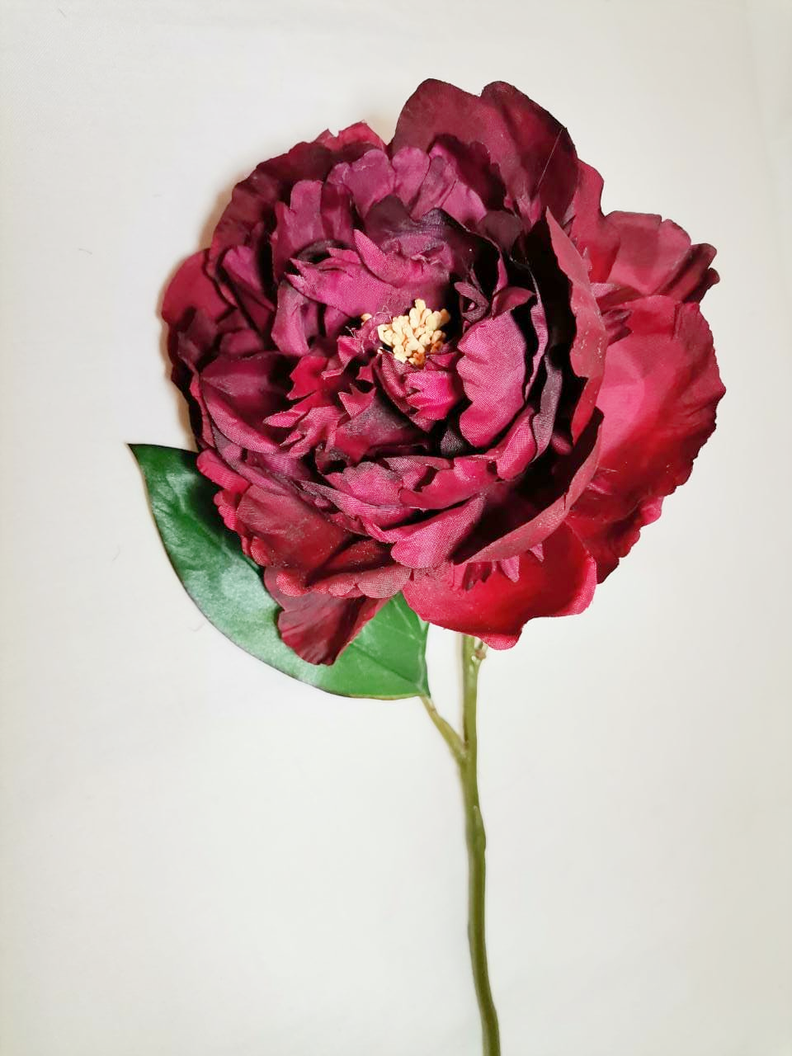 FLOR DECORATIVA COREL PEONIA BRANDY 45CM Burdeo