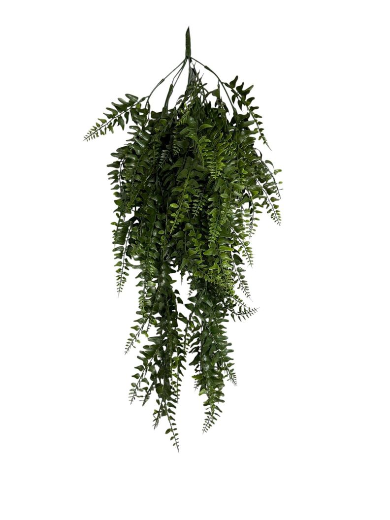 Helecho Colgante 69 cm UV Artificial | Estilo Natural para Interiores y Vitrinas Verde