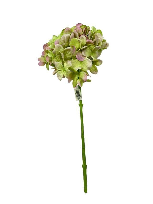 Hortensia Rosada/Verde 45cm Artificial | Estilo Natural para Interiores y Vitrinas Rosado Claro