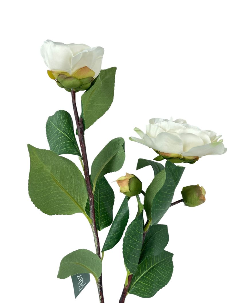 Camelia Blanca 52 cm Artificial | Estilo Natural para Interiores y Vitrinas Blanco