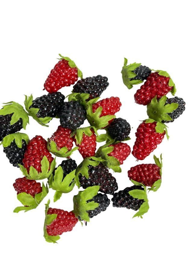 Frambuesas y moras Artificial Artificial | Estilo Natural para Interiores y Vitrinas Morado