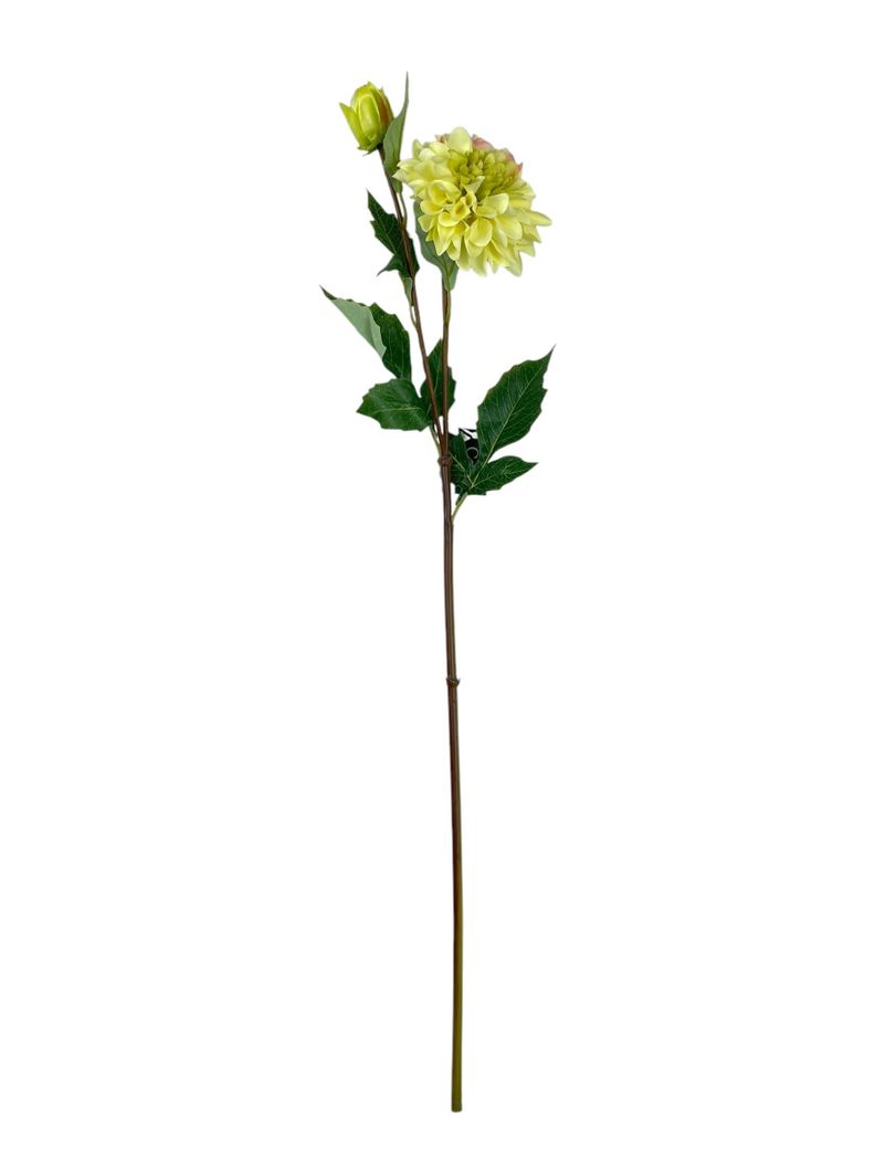 Dahlia Amarilla Clara de 68 cm Artificial | Estilo Natural para Interiores y Vitrinas Amarillo
