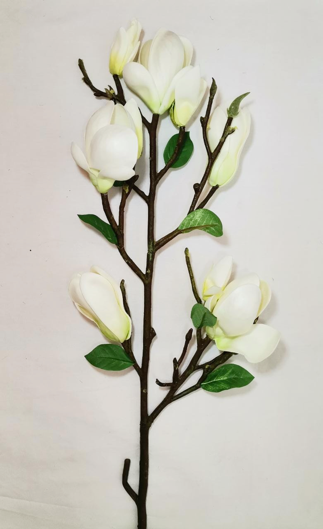 Flor Decorativa Magnolia Bud Stem Crema 84Cm -0