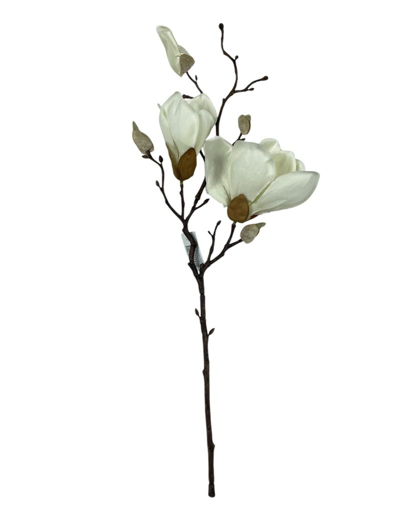 Magnolia Blanca 50cm Artificial | Estilo Natural para Interiores y Vitrinas Blanco