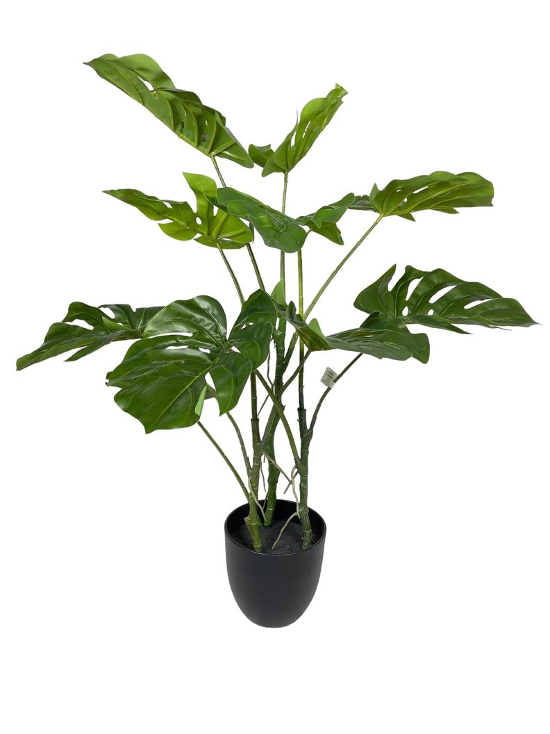 Arbol Artificial de Monstera 80cm Artificial | Estilo Natural para Interiores y Vitrinas Verde