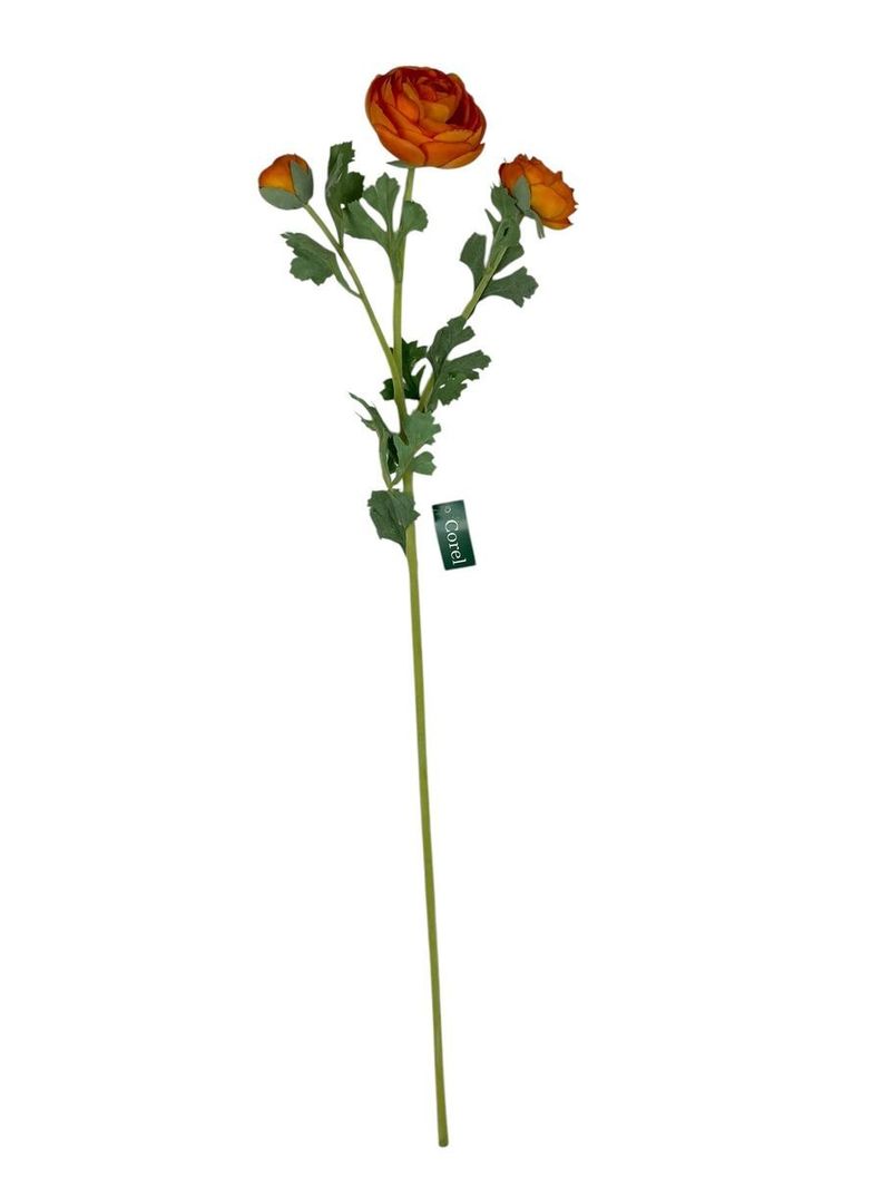 Ranunculo Naranjo 73cm Con Textura Realista