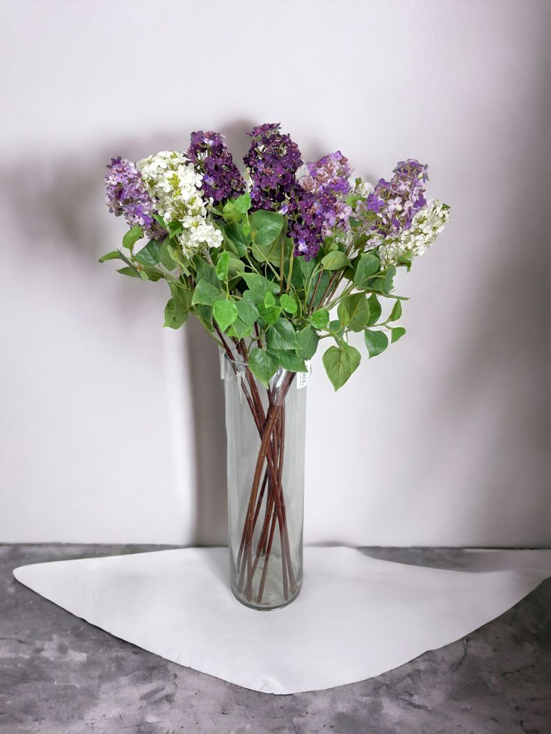 Flor Decorativa Corel Lila Blanca 85cm-3