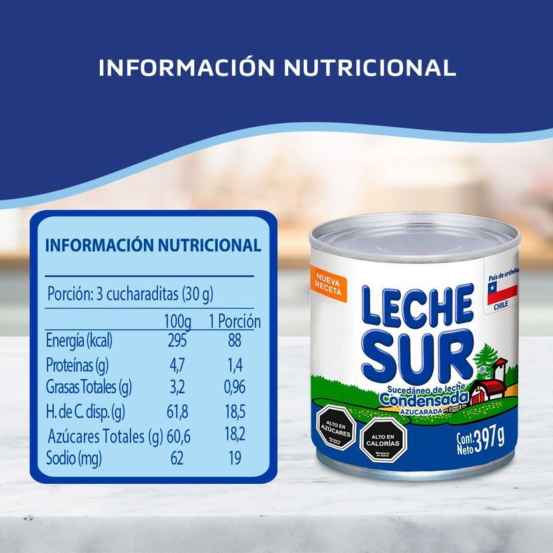 Sucedáneo de Leche Condensada LECHE SUR® Lata 397g Pack X8-1
