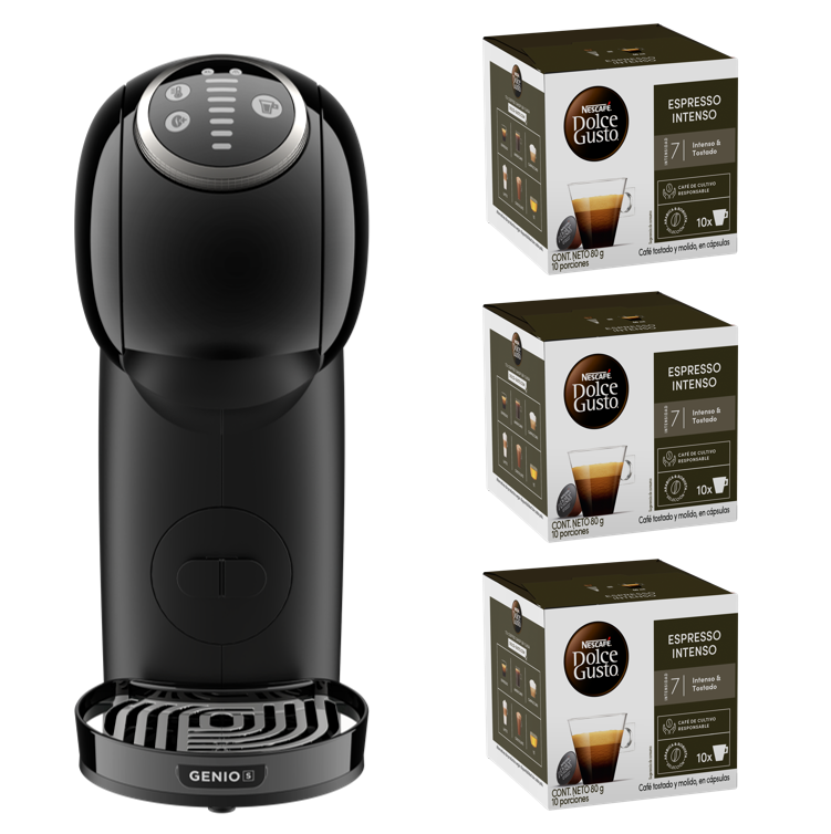 Cafetera Genio S Plus Black + Cápsulas Espresso Intenso X3 Cajas-1