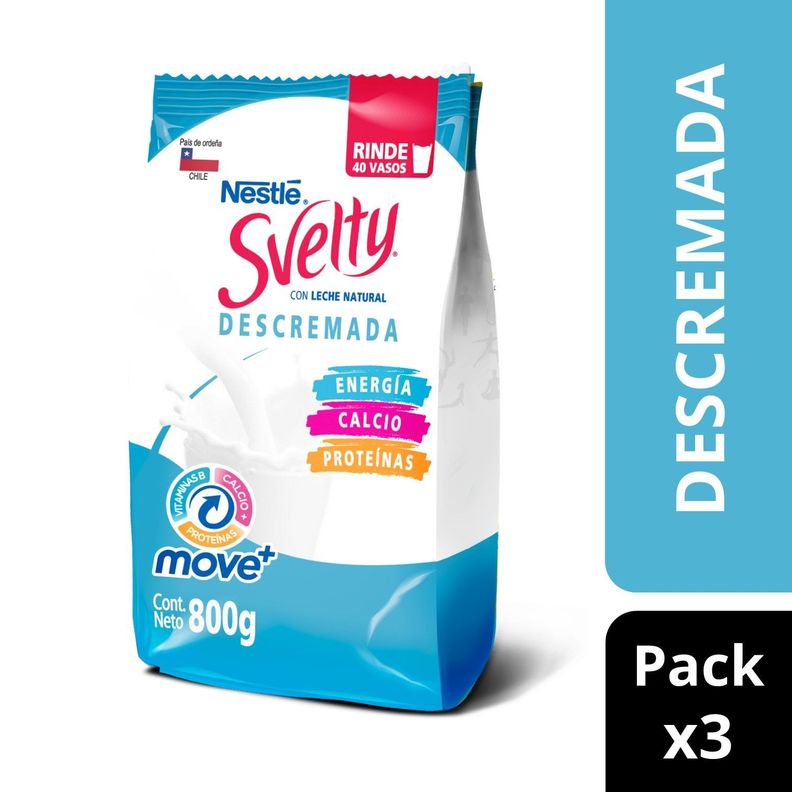 Leche SVELTY MOVE + Descremada Bolsa 800g Pack X3-0
