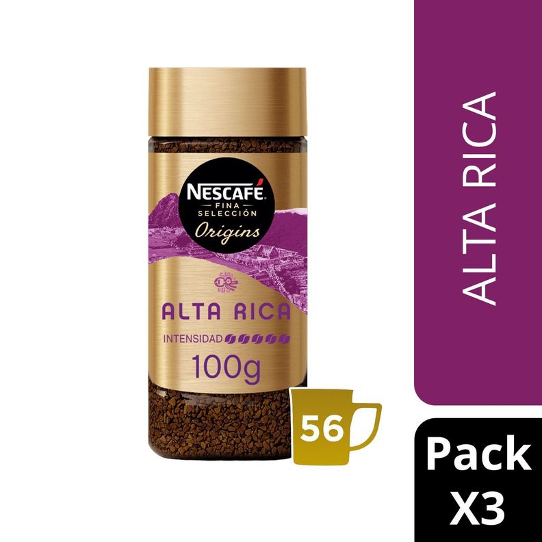Café NESCAFÉ® FINA SELECCIÓN ORIGINS Alta Rica Frasco 100g Pack X3-0