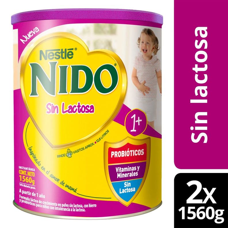 Fórmula Láctea NIDO® 1+ Sin Lactosa 1560g X2 Tarros-0