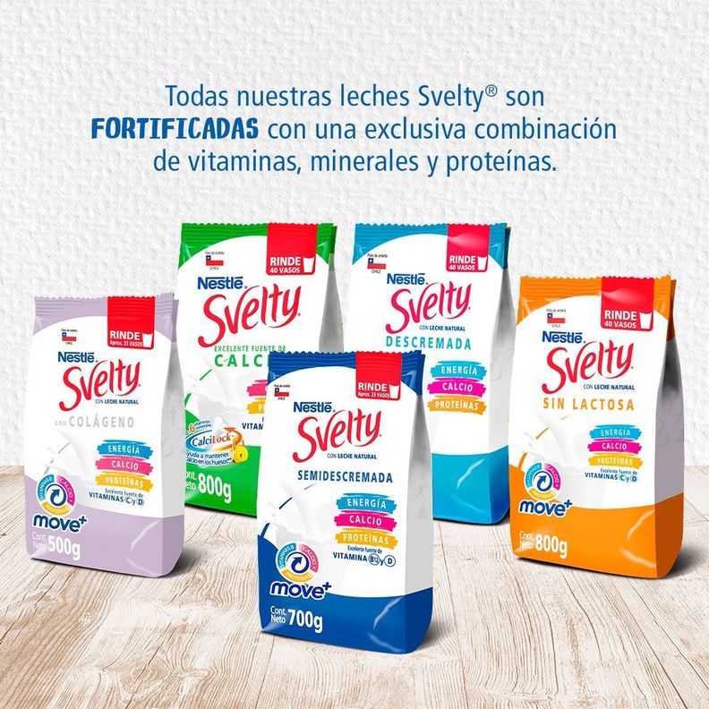 Leche en Polvo SVELTY® Move+ con Colágeno Sin Lactosa 500g Pack X2-3