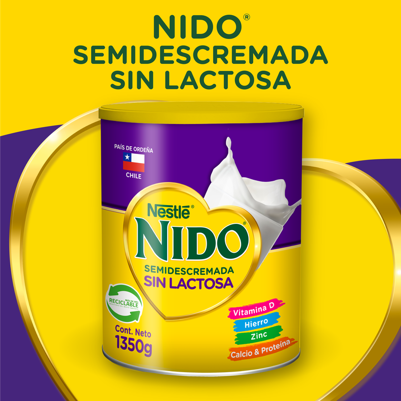 Leche en polvo NIDO® Semidescremada Sin Lactosa Tarro 1350g Pack x3
-2