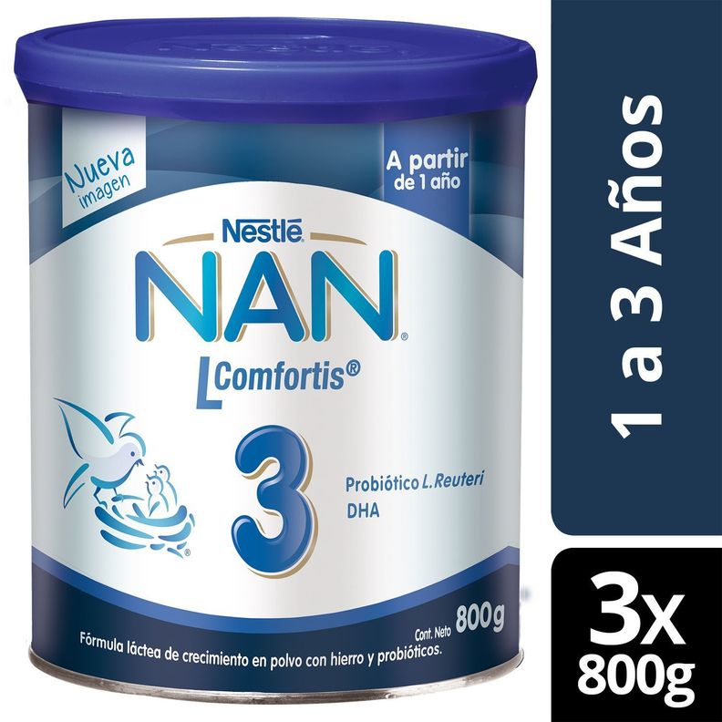 Fórmula Infantil NAN® 3 L Comfortis 800g X3 Unidades