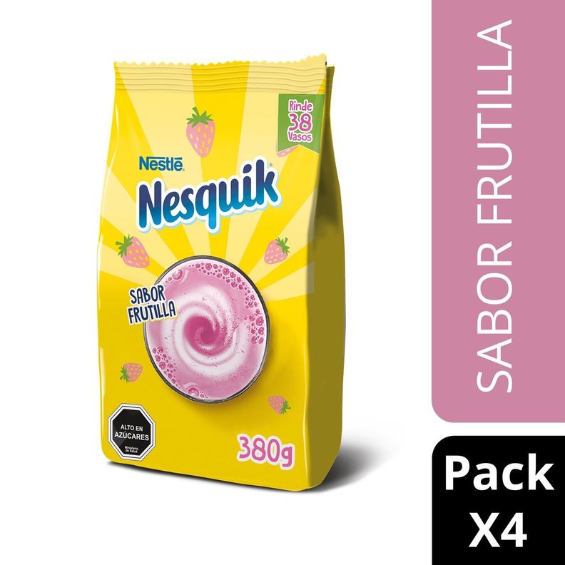 Saborizante para Leche NESQUIK OPTISTAR Frutilla Bolsa 380g Pack X4