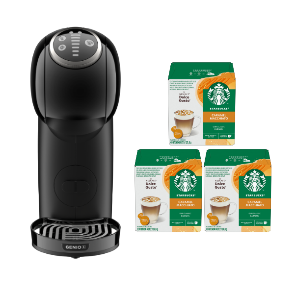 Cafetera Genio S Plus + Cápsulas de Café Starbucks Caramel Macchiato X3 Cajas-0