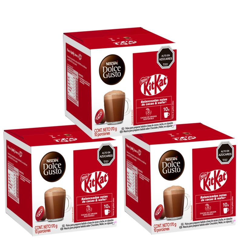 Pack 3 Café NESCAFÉ DOLCE GUSTO® Kit Kat 10 Cápsulas-0