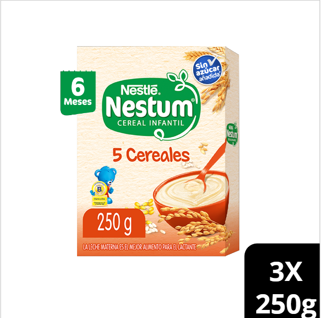 Cereal Infantil NESTUM 5 Cereales 250g Pack X3