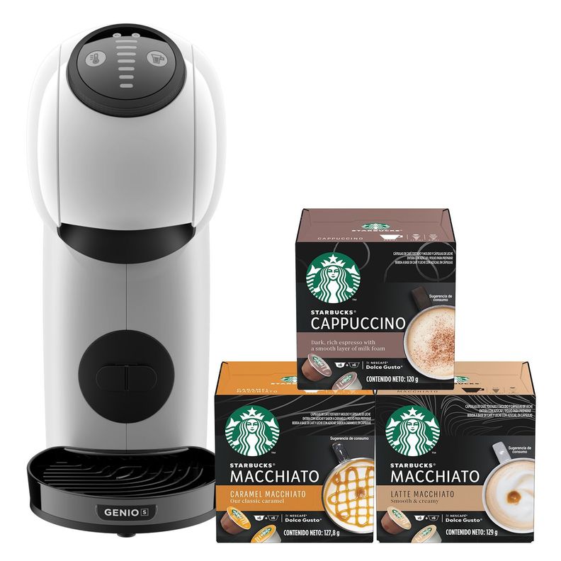 Cafetera DG Genio S White + Cápsulas Starbucks X6 Cajas-0
