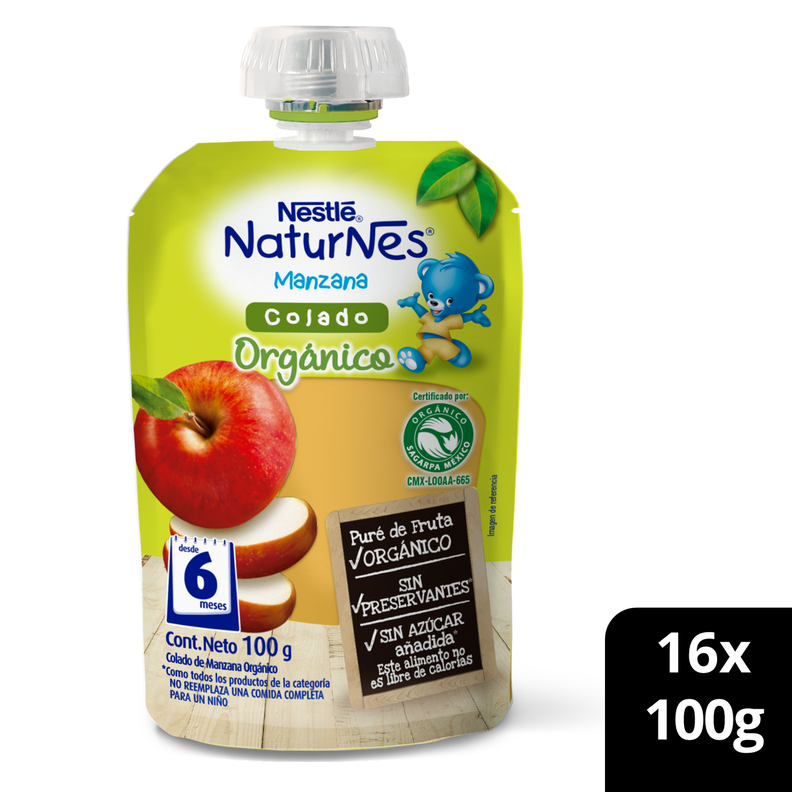 Compota NESTLÉ NATURNES® Orgánico Manzana 100g Pack X16-0
