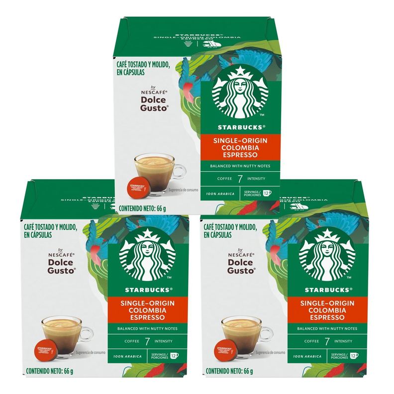 Starbucks NESCAFÉ® Dolce Gusto® Espresso Colombia 12 Cápsulas X3Cajas-0