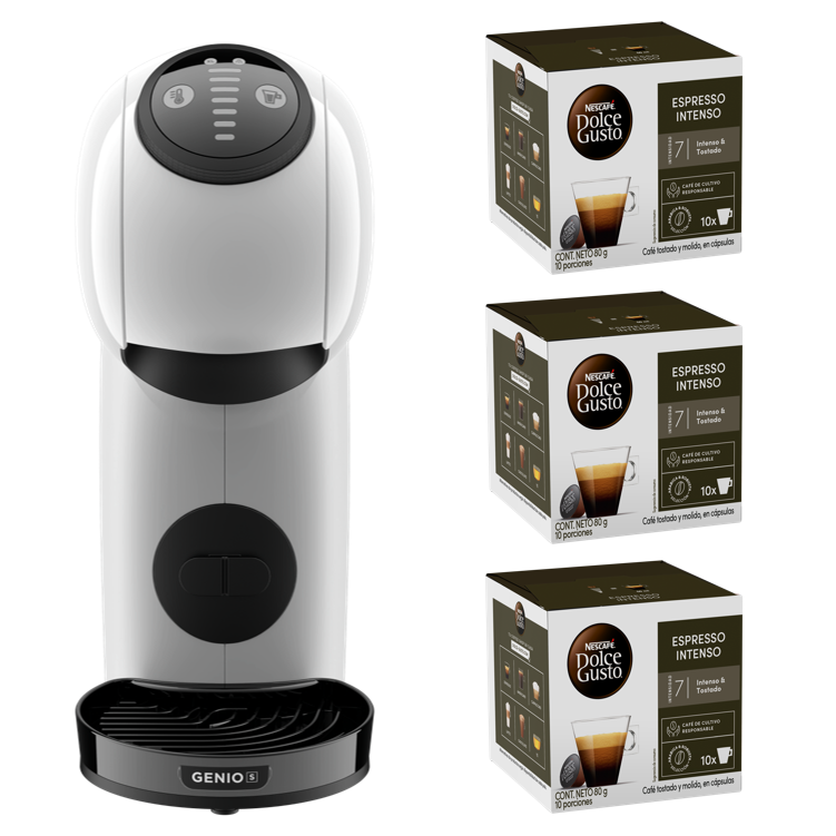 Cafetera Genio S White + Cápsulas Espresso Intenso X3 Cajas-0