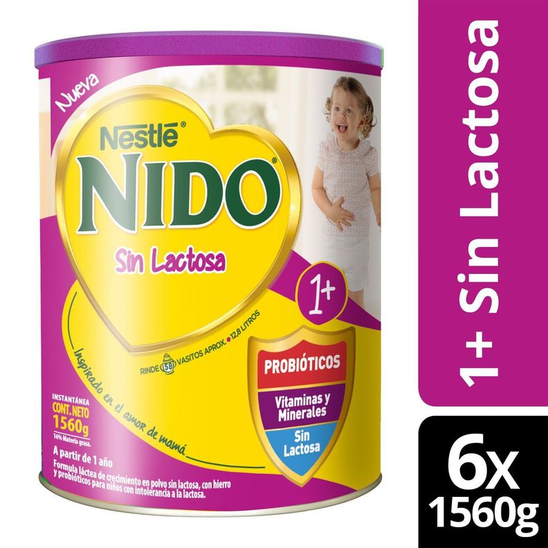 Fórmula Láctea NIDO® 1+ Sin Lactosa Tarro 1560g X6-0