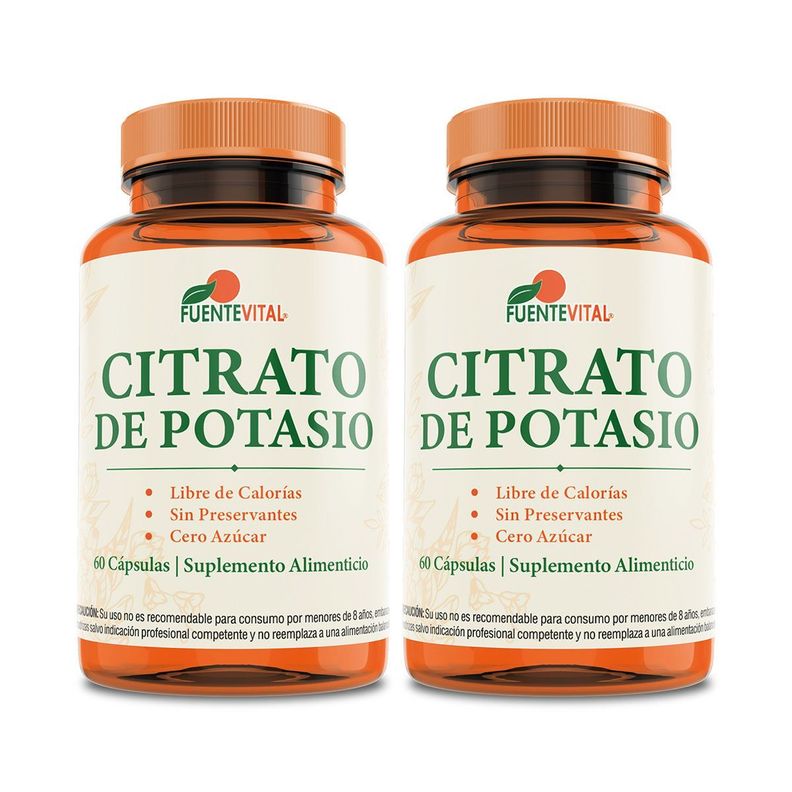 Citrato de potasio - 120 capsulas Vegetales- Oferta pack 2