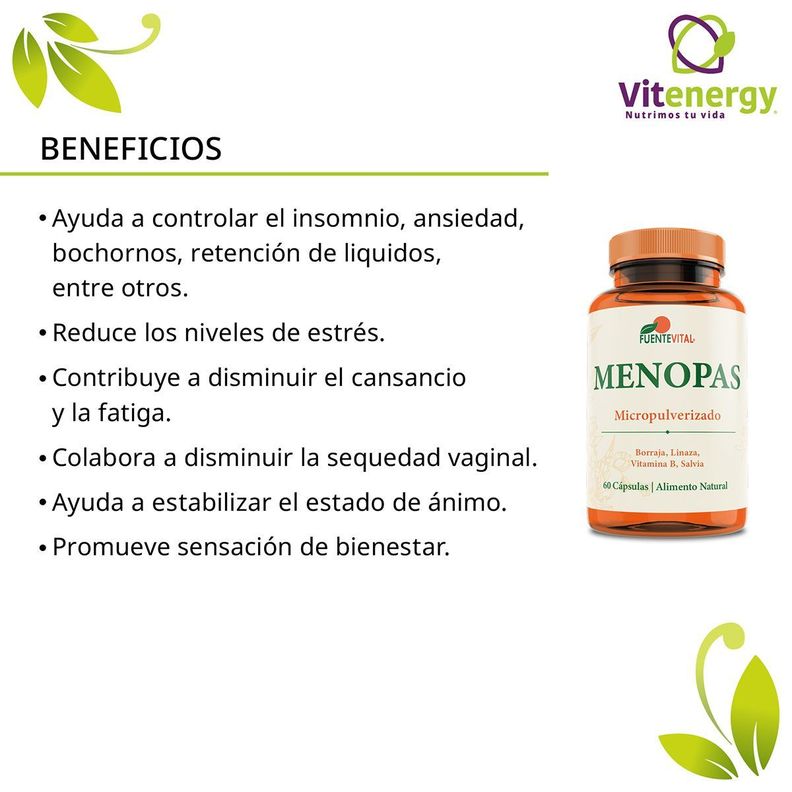 Biotina Colágeno Plus 7 Componentes  + Suplemento Menopausia Menopas - Pack -1