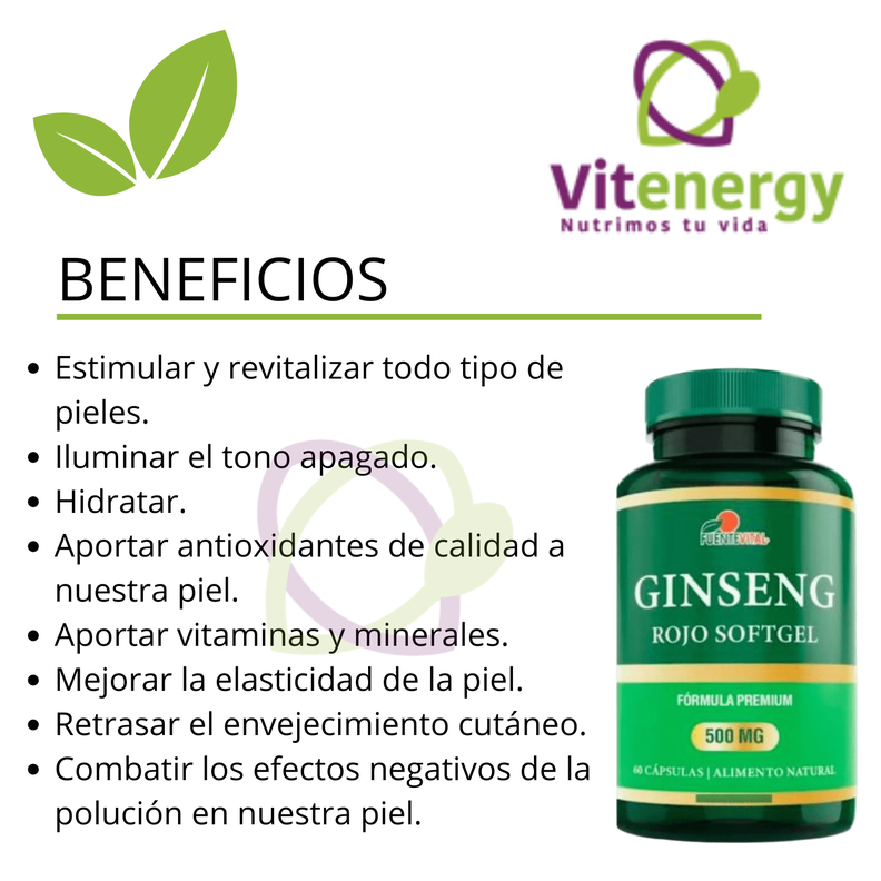 GINSENG ROJO COREANO - CAPSULAS GEL 720 mg - OFERTA PACK x2-1