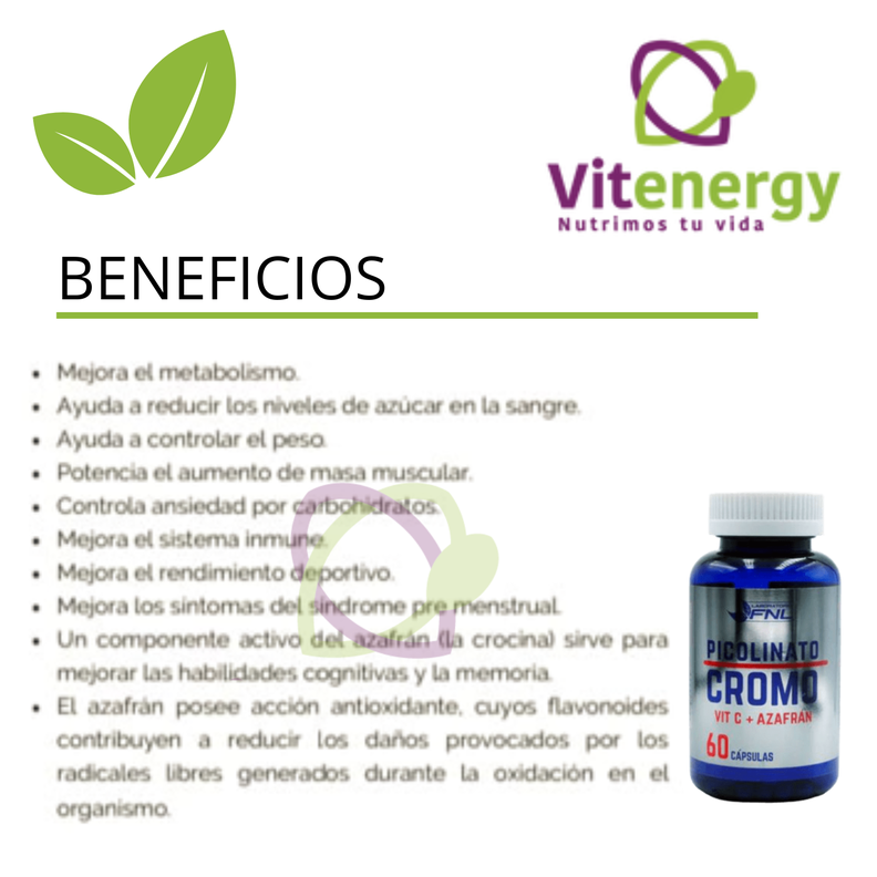 PICOLINATO CROMO + VIT C + AZAFRÁN - CÁPSULAS OFERTA PACK x2-1