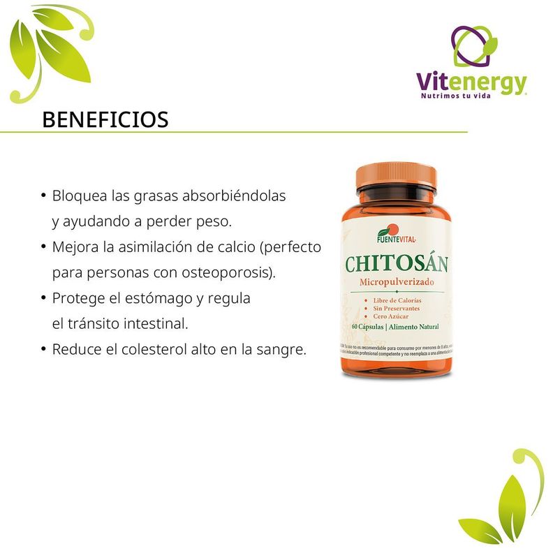 Chitosan 100%-180 cápsulas -quemador natural  Pack x 3-1