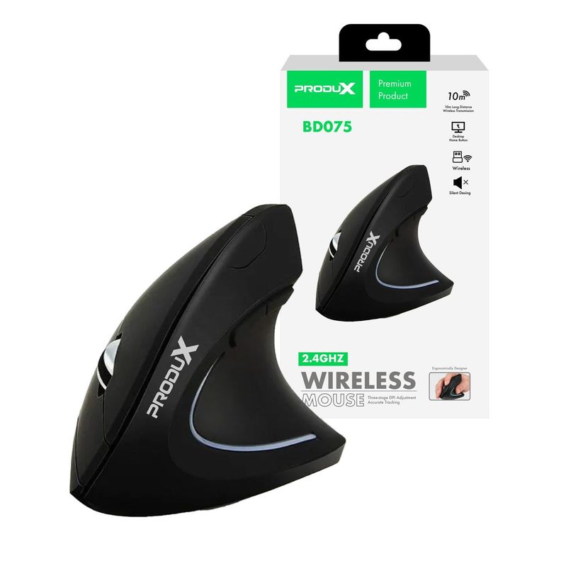  Mouse Inalámbrico Motomo BD075, Ergonomico Vertical, Color Negro -0