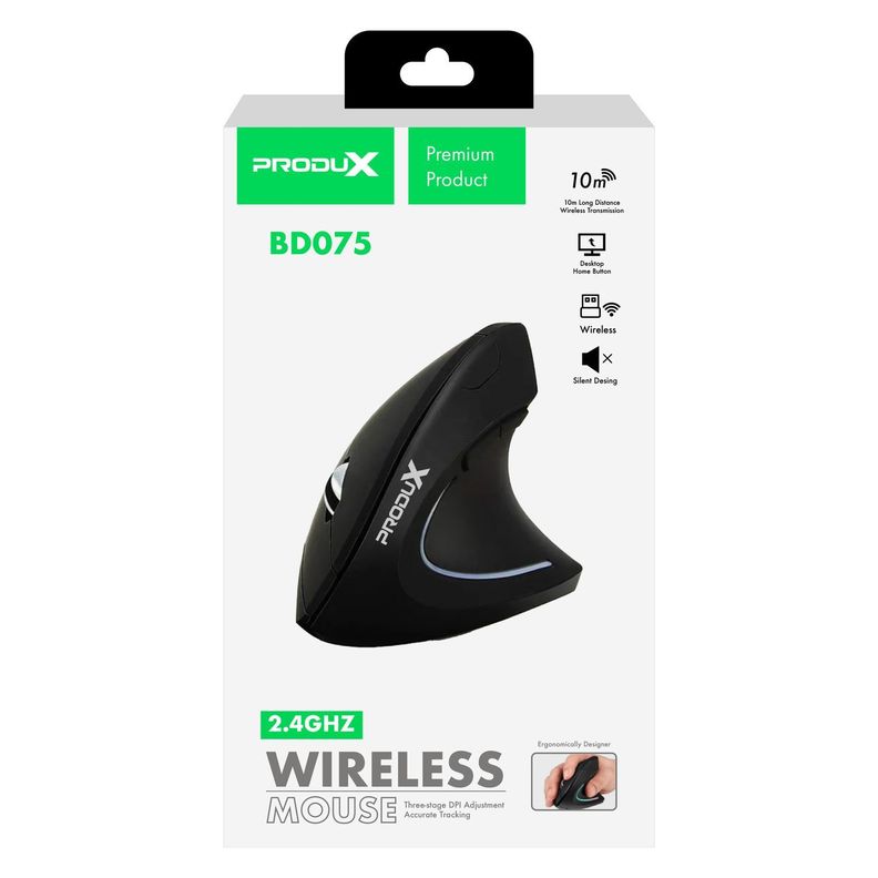  Mouse Inalámbrico Motomo BD075, Ergonomico Vertical, Color Negro -2
