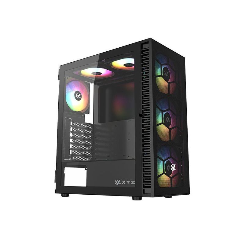 Gabinete Gamer XYZ AIRONE 100 Mesh Black, 6x 120/140mm A-RGB Fan, USB 3.0, ATX-0