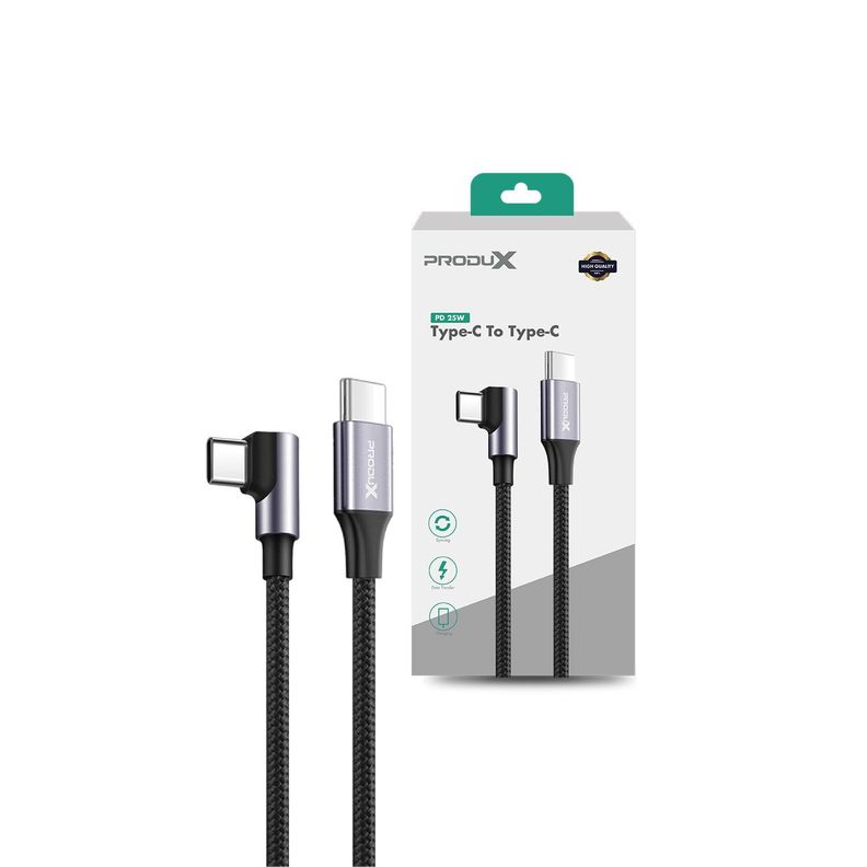 Cable Motomo Game Playing, USB-C en Angulo a USB-C, Trenzado, Carga Rápida 20W, Color Negro-0
