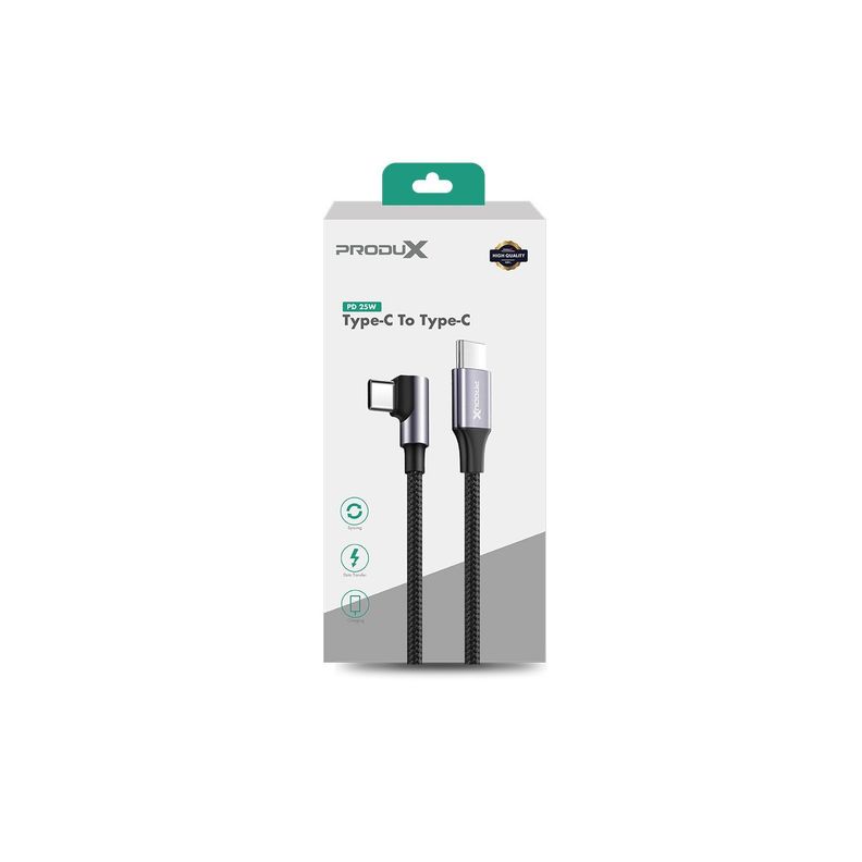 Cable Motomo Game Playing, USB-C en Angulo a USB-C, Trenzado, Carga Rápida 20W, Color Negro-2