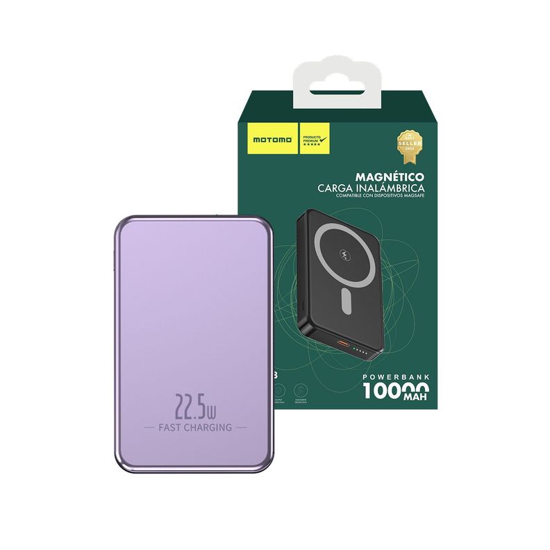 Cargador Inalámbrico Motomo M0-48, Magsafe, 20Wm Magnetico, Color Purpura -0