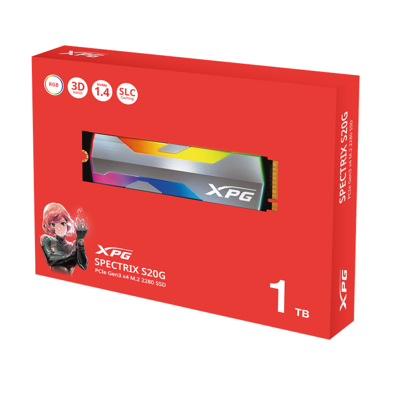 Unidad SSD XPG Spectrix S20G RGB, 1TB, M.2 2280, NVMe PCIe PCIe 3.0, Lec.2500MB/s Esc.1800MB/s-0