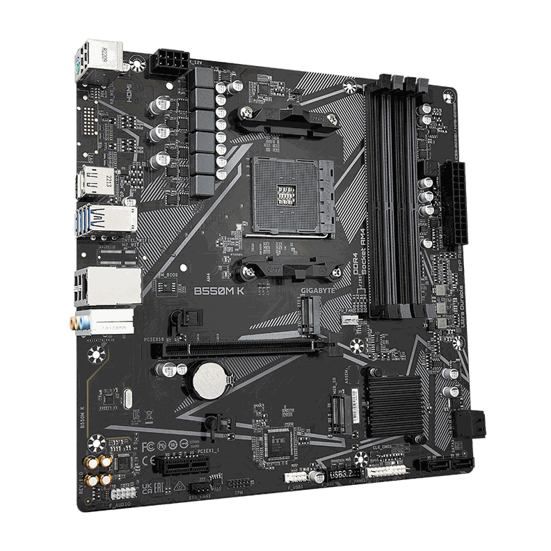 Placa Madre Gigabyte B550M K, AMD Socket AM4, SATA 6Gb/s, Micro-ATX, USB 3.1 Gen 1, PCIe 4.0-2