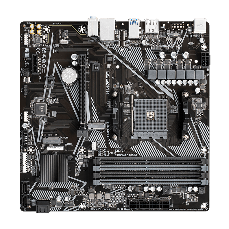 Placa Madre Gigabyte B550M K, AMD Socket AM4, SATA 6Gb/s, Micro-ATX, USB 3.1 Gen 1, PCIe 4.0-3