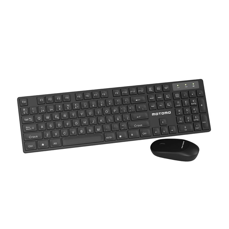 Kit Teclado y Mouse Inalámbrico Motomo MO-18, Color Negro-1