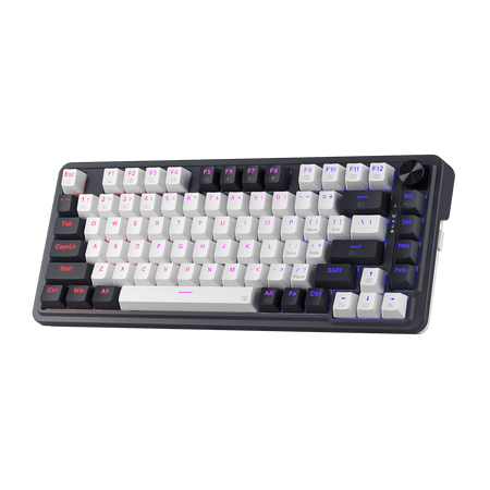 Teclado Gamer Inalámbrico Redragon K673 Pro, 81 Teclas, 75%, Switch Red, BT, Blanco y Negro-1